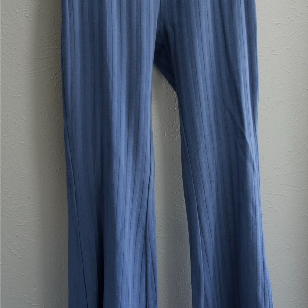 Aerie Blue Wide Leg Leggings with Ribbed Texture